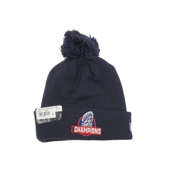 New Era Other - New Era Atlanta Braves Beanie Hat World Series Trophy Cap Pom Pom Navy Blue New